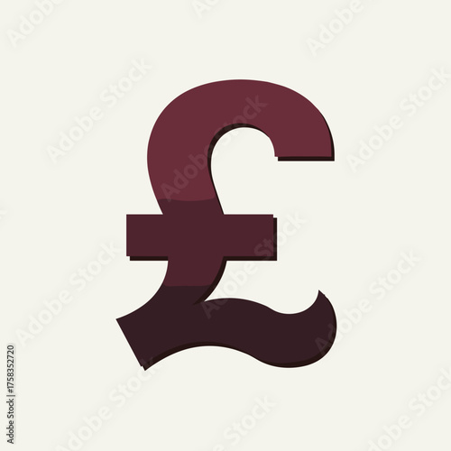 Isolated british pound sterling symbol on white background for financial topics. Currency symbol denotes economic concepts, isolated british pound sterling symbol representing the economy and trade.