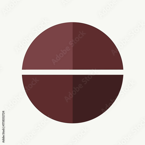 Minimal coffee bean showing dark brown color against cream backdrop. Coffee bean still life showcases a simple design, featuring clean lines and solid shades.