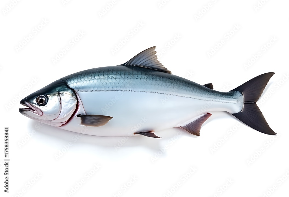 Fototapeta premium freshly caught salmon, displayed against a stark white backdrop