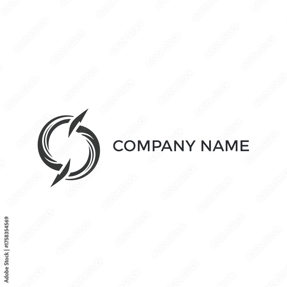 Obraz premium Abstract circular logo design with dynamic arrow-like elements.