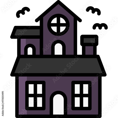 hounted house icon illustration design with filled outline