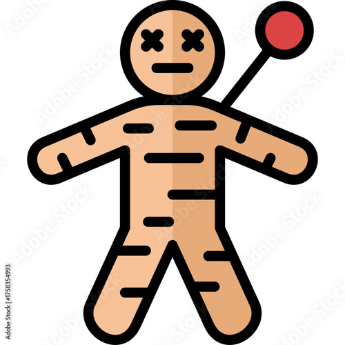 voodoo doll icon illustration design with filled outline