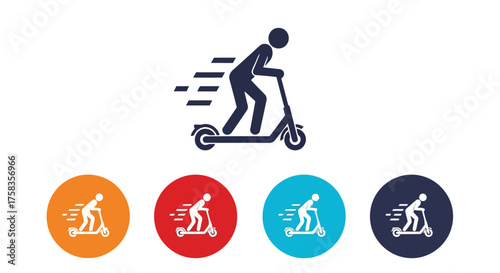 Person riding a scooter with speed lines