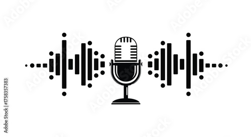 Microphone with sound wave for podcasting use