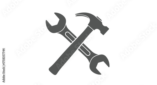 Crossed wrench and hammer symbol for repair work