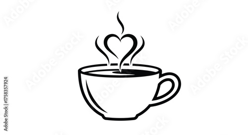 Coffee cup with heart shaped steam