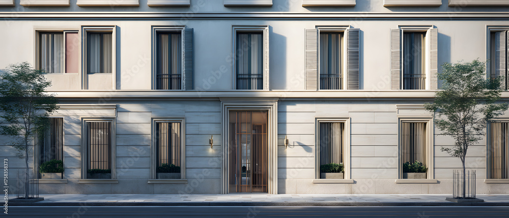 Fototapeta premium Modern Cinematic Visualization of a Residential Building Facade in Milan