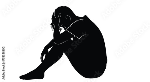 Silhouette of a sad person, feeling downcast