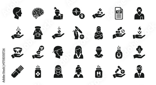 Collection of medical and healthcare related icons