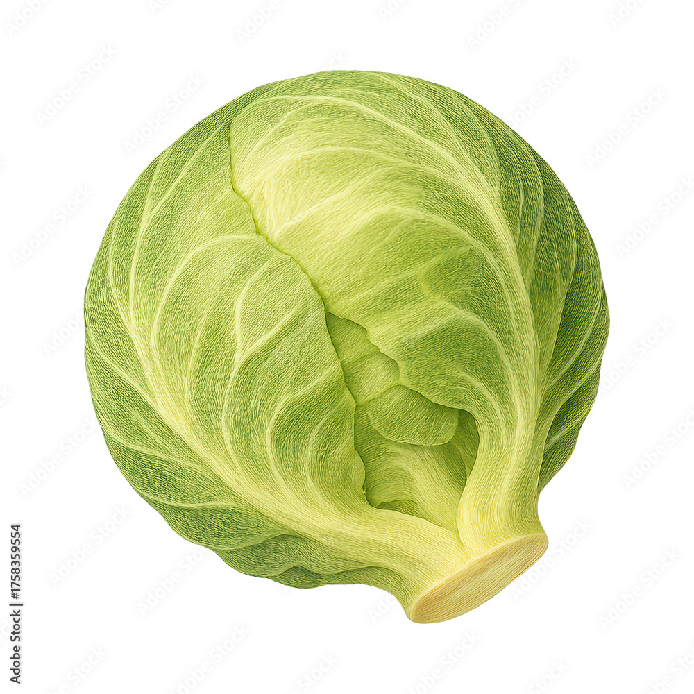 Fototapeta premium PNG Fresh green cabbage illustration.