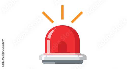 Red emergency light with yellow rays illustration