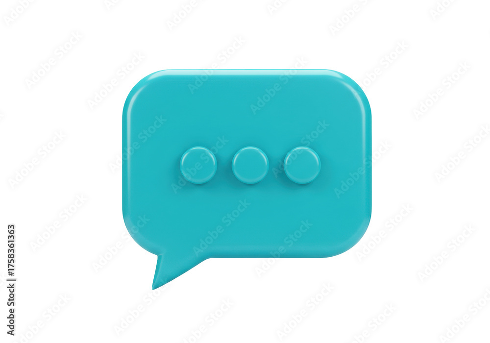 Fototapeta premium Isolated teal speech bubble with three ellipsis dots indicating typing or loading message