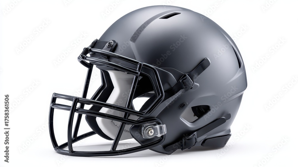Fototapeta premium A sleek, modern black football helmet designed for safety and performance in sports.
