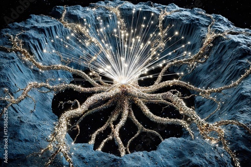 Rooted Light Burst Ethereal glow emanates from earthy roots