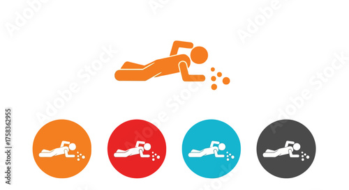 Illustration of a person vomiting with color variations