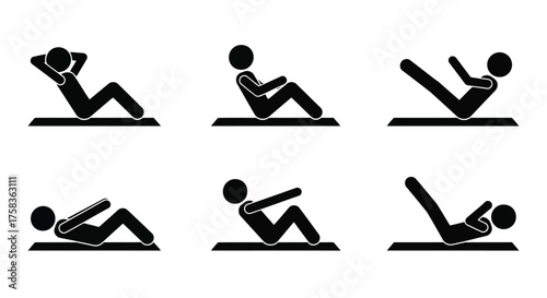 Stick figure doing situps for fitness workout