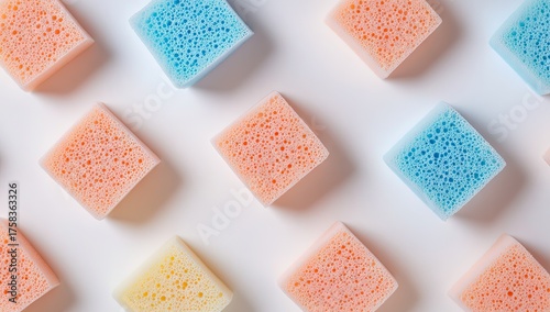 Wallpaper Mural Colorful square sponges arranged in a grid pattern on a white background (3) Torontodigital.ca