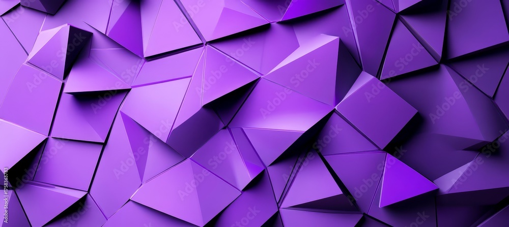 Obraz premium Abstract Amethyst Modern Geometrical Structure with Bold Shadows and Dynamic Purple Triangles