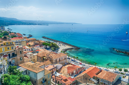Aerial bird-view of Pizzo Calabro coastline, Italy