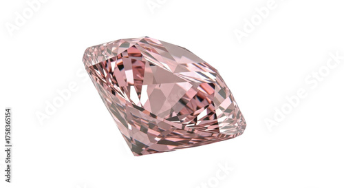 Isolated faceted pink gem design, crystal jewel in jewelry, precious stone, mineral rock