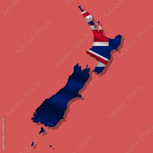 Vector flag New Zealand in the form of a map