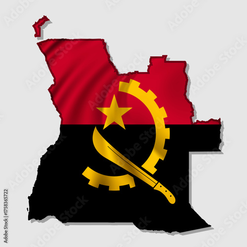 Vector flag of Angola in the form of a map