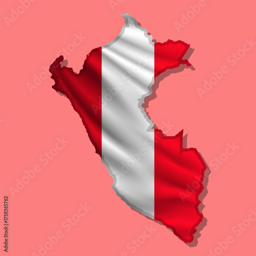 Vector flag Peru in the form of a map