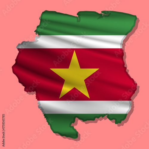 Vector flag Suriname in the form of a map