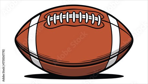 cartoon rugby ball with stitching details vector art isolated white