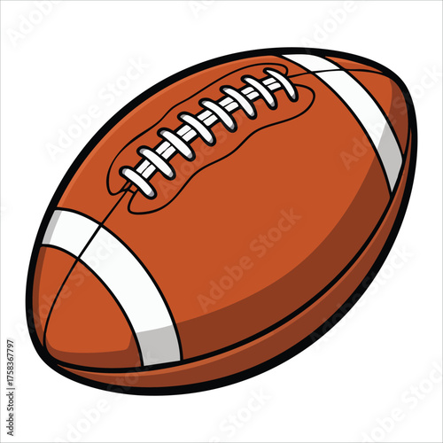 cartoon rugby ball with stitching details vector art isolated white
