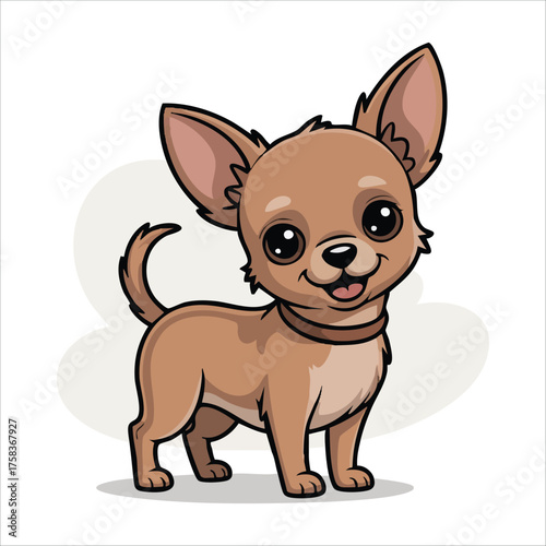 cute cartoon puppy with wagging tail vector art isolated white