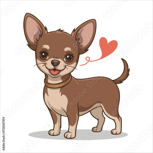 cute cartoon puppy with wagging tail vector art isolated white