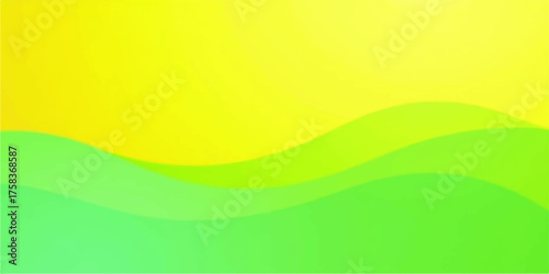 Abstract yellow and green gradient waves flowing smoothly across a bright background