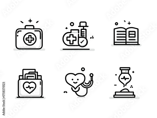 Minimalist Vector Icon Set Medical Healthcare Symbols for Digital and Print Design