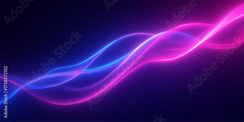 Vibrant neon wave flowing through darkness with electric blue and pink hues