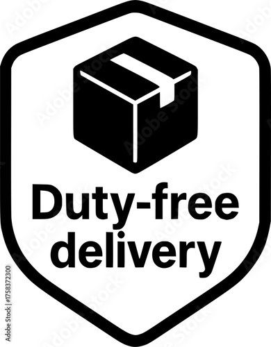 Duty-Free Delivery stamp, minimalist vector logo design, customs free shipping label, import tax free sign, clean typography badge for e-commerce, international trade and logistics