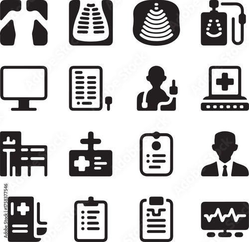 Digital Healthcare and Telemedicine Icon Pack – Online Consultation, EHR, and Smart Medical Technology Symbols
