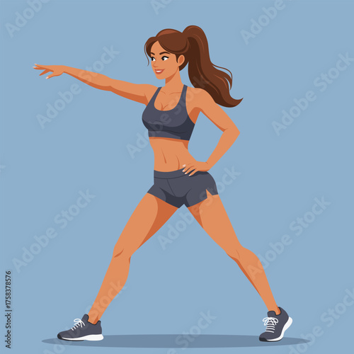 Woman side lunge exercise fitness studio training workout