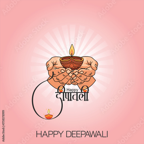 Happy Deepawali diya on hand may the festival of lights dispel all darkness from your life and bring a new dawn of hope strength and fulfillment