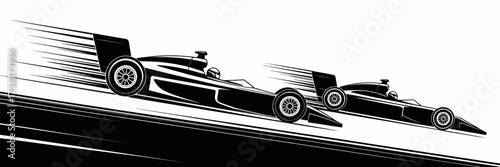 Racing Car Vector Silhouette – Face to Face Sports Car Illustration