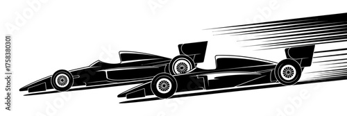 Racing Car Vector Silhouette – Face to Face Sports Car Illustration