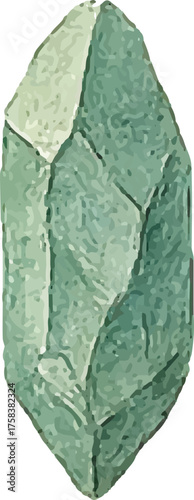 Blue Aquamarine Crystal with Flint Stone Watercolor Duo