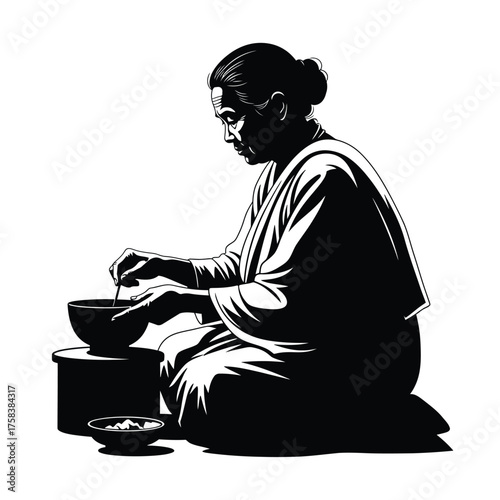 A black and white image of a vintage film camera on a tripod against a white background silhouette