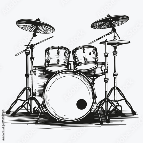 Drums music instrument sketch illustration vector