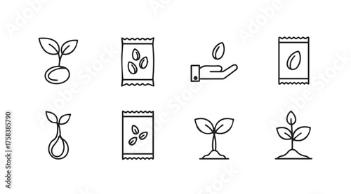 Hand drawn seedling icons set growing plants from seeds symbolizing new life growth and agriculture vector