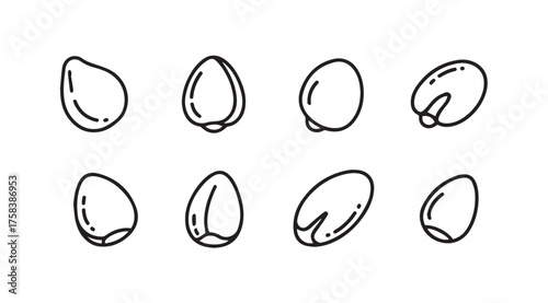 Hand drawn abstract seed shapes collection organic natural elements isolated simple sketch style vector