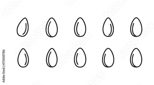 Ten hand-drawn easter eggs arranged in two rows for spring celebrations and food concepts vector