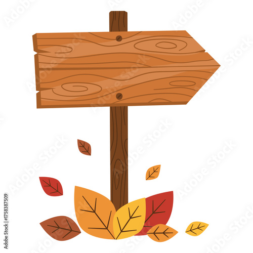Blank Autumn Fall Wood Signpost