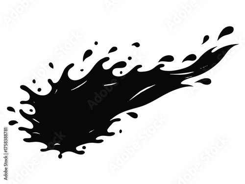 Vector art of black ink splash with drops for design use