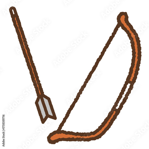 手書き風の単品アイコンイラスト　弓矢